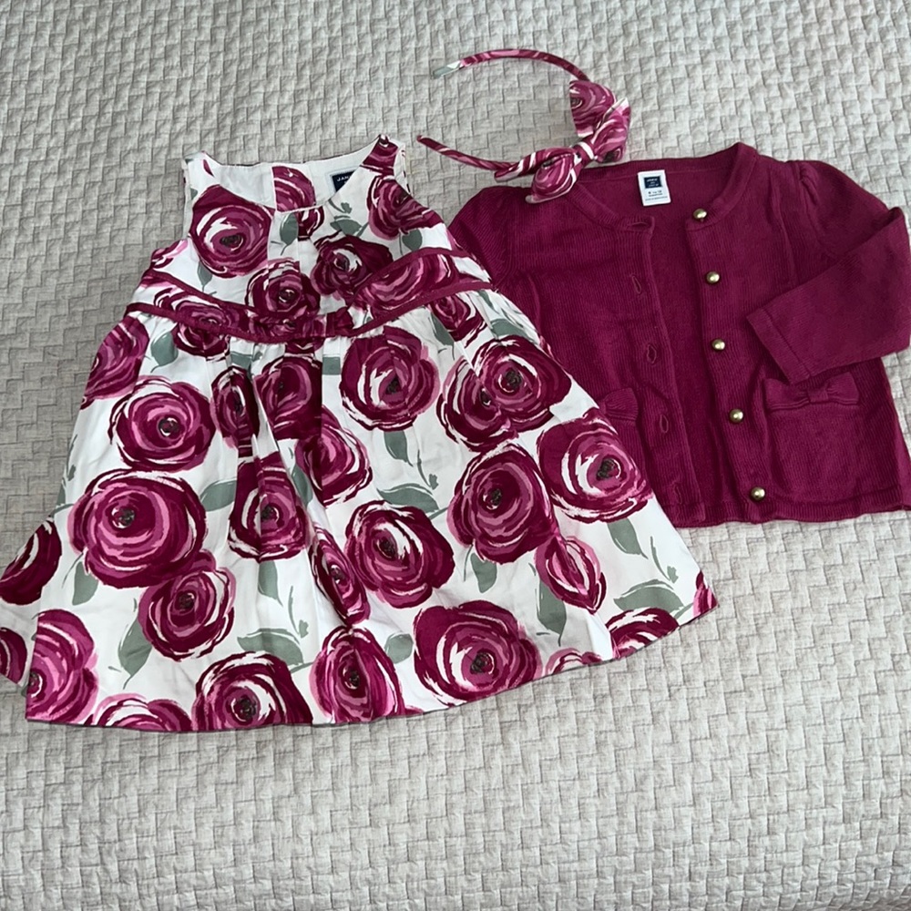 Infant Janie&Jack dress sweater headband set size 6-12 months.